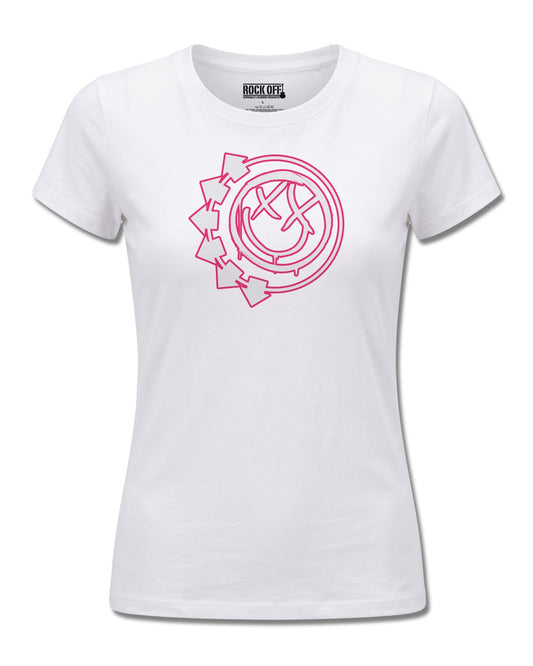 Blink-182 Six Arrow Smile (blink-182) design, front view on White F776, Rock Off Retail official merch