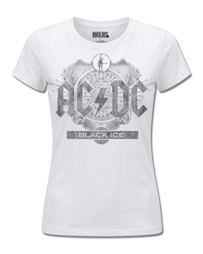 AC/DC Black Ice (AC/DC) design, front view on White F776, Rock Off Retail official merch