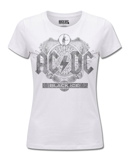 AC/DC Black Ice (AC/DC) design, front view on White F776, Rock Off Retail official merch