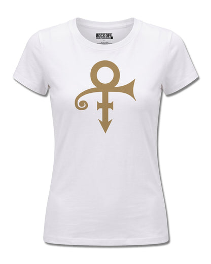 Prince Symbol (Prince) design, front view on White F776, Rock Off Retail official merch
