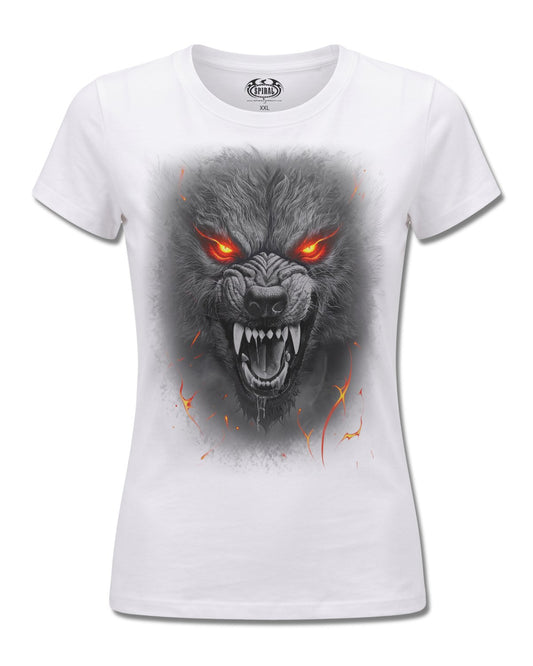 Spiral Darkest Fear design, front view on White F776, Rock Off Retail official merch