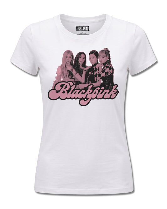 Blackpink Photo (BLACKPINK) design, front view on White F776, Rock Off Retail official merch