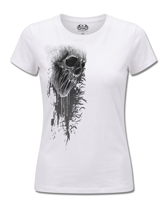 Spiral Bat Curse design, front view on White F776, Rock Off Retail official merch