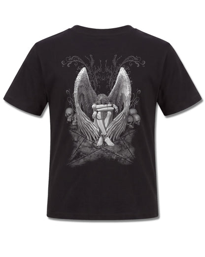 Spiral Enslaved Angel design, back view on Black K101, Rock Off Retail official merch