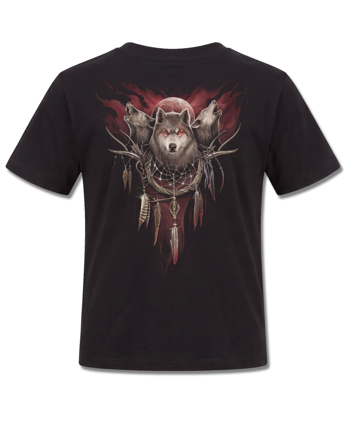 Spiral Cry Of The Wolf design, back view on Black K101, Rock Off Retail official merch