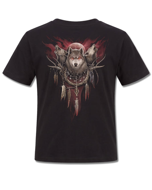 Spiral Cry Of The Wolf design, back view on Black K101, Rock Off Retail official merch