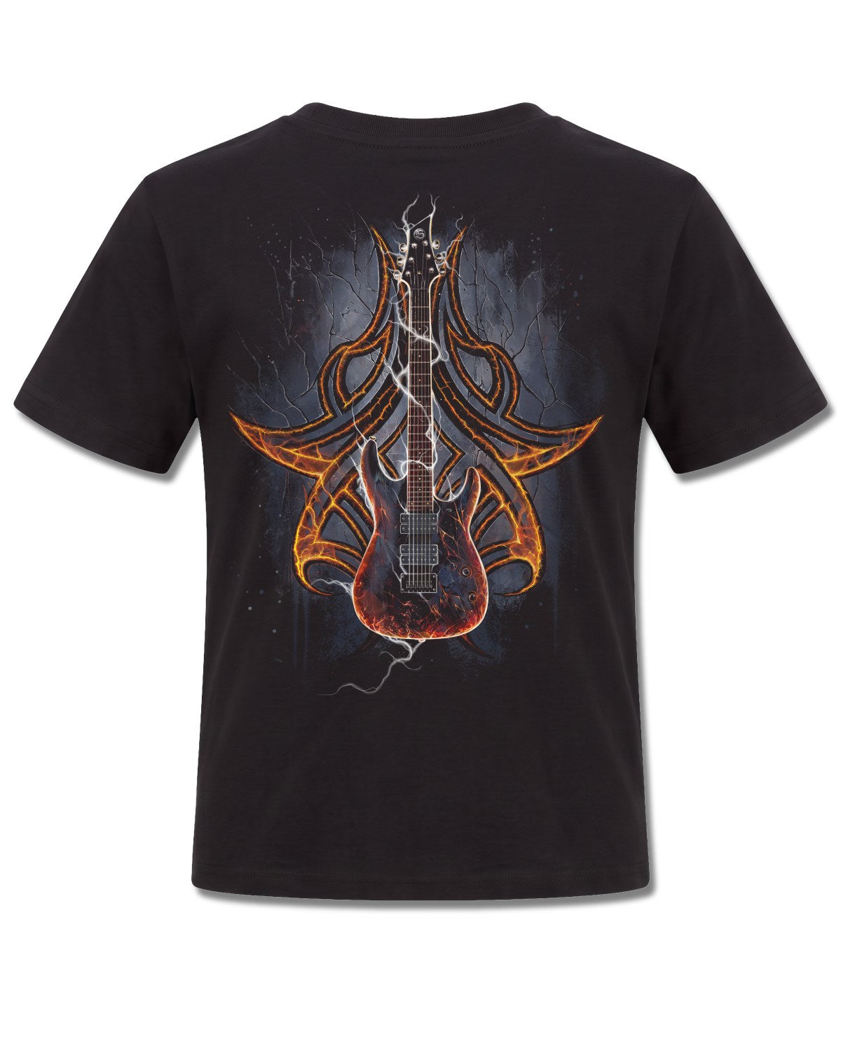 Spiral Death Rocker design, back view on Black K101, Rock Off Retail official merch