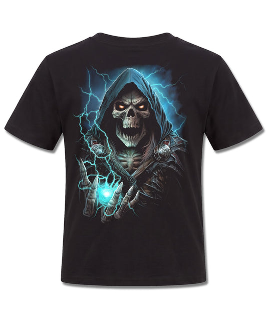Spiral Dead Metal design, back view on Black K101, Rock Off Retail official merch