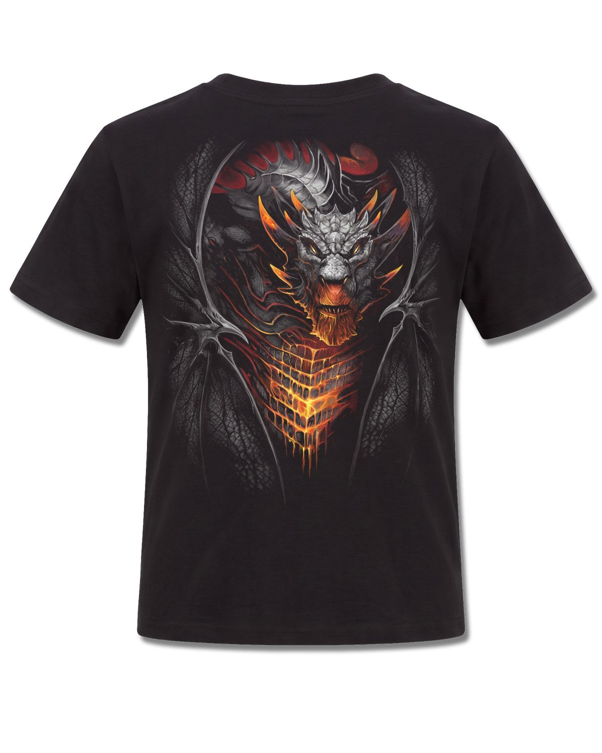 Spiral Draconis design, back view on Black K101, Rock Off Retail official merch