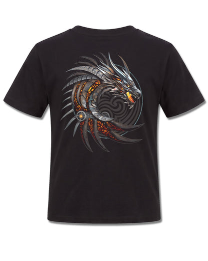 Spiral Razor Back design, back view on Black K101, Rock Off Retail official merch