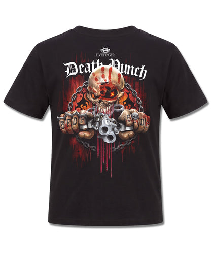 Five Finger Death Punch Assassin (Five Finger Death Punch) design, back view on Black K101, Rock Off Retail official merch