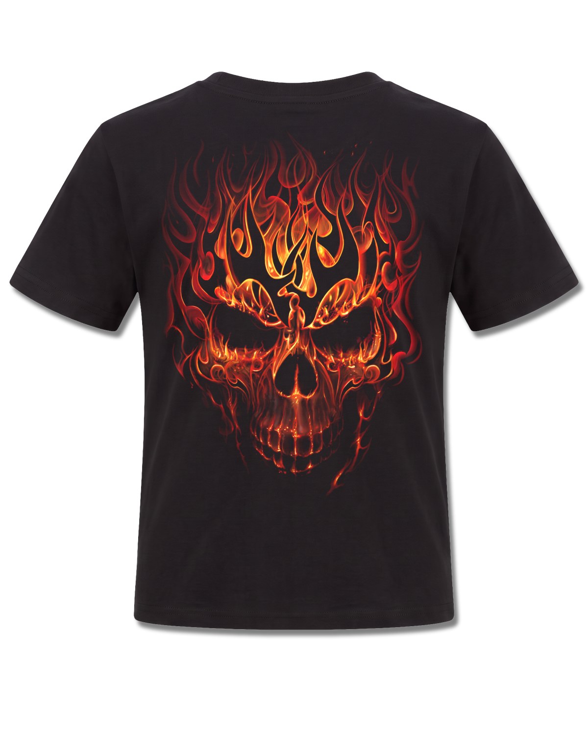 Spiral Skull Blast design, back view on Black K101, Rock Off Retail official merch
