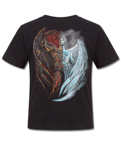 Spiral Divided Soul design, back view on Black K101, Rock Off Retail official merch
