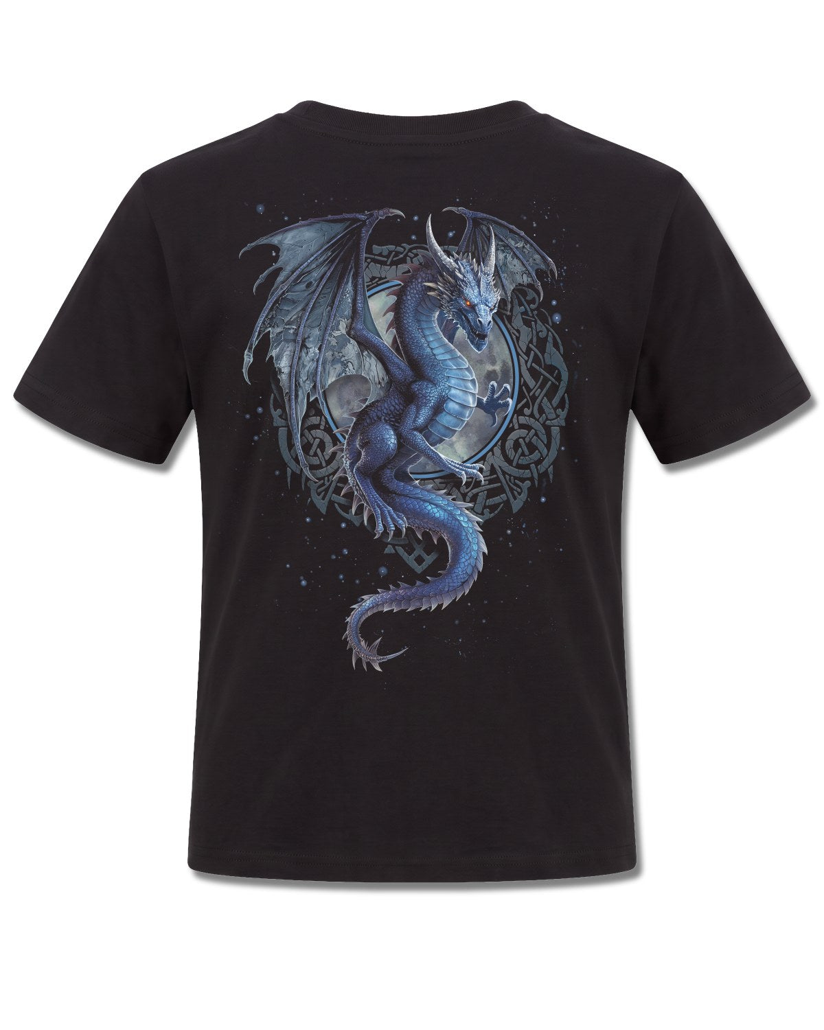 Spiral Storm Dragon design, back view on Black K101, Rock Off Retail official merch