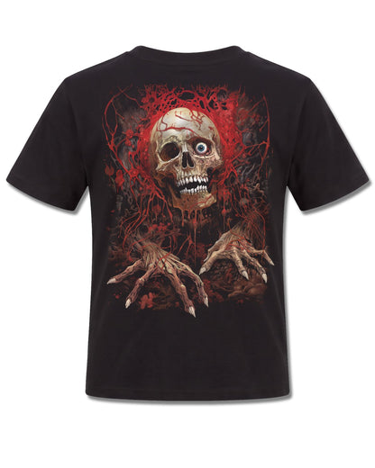Spiral Creeping Curse design, back view on Black K101, Rock Off Retail official merch