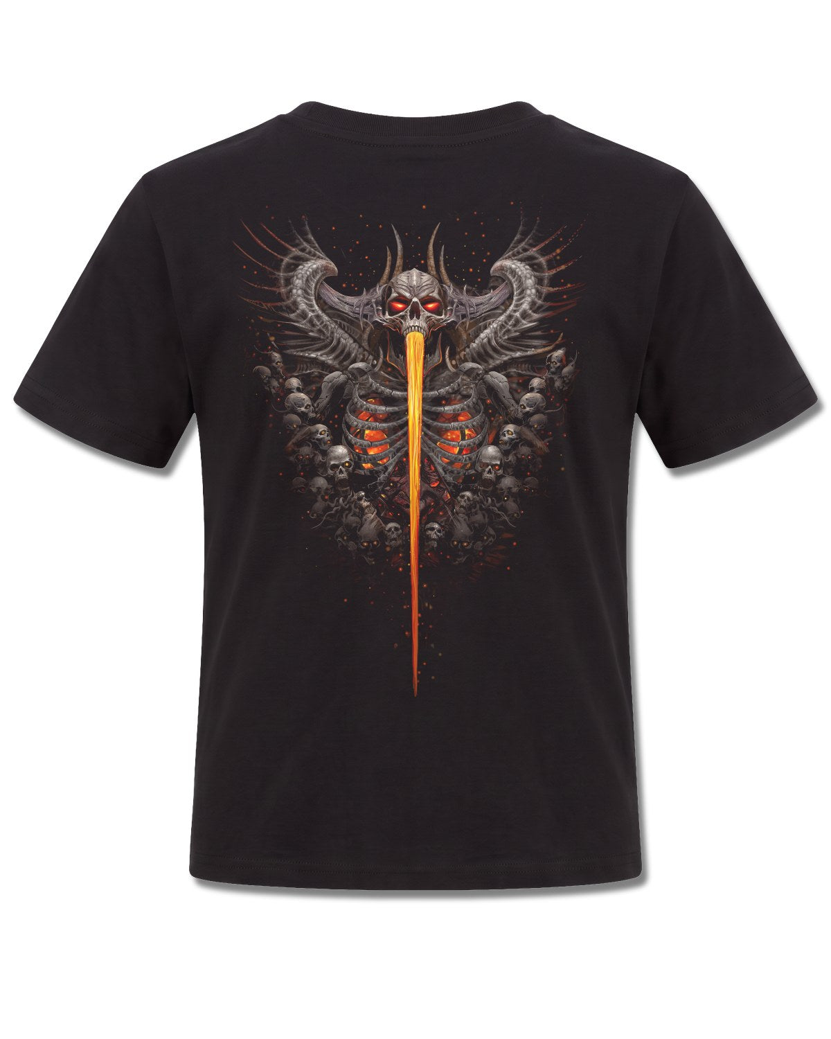 Spiral Gates Of Hell design, back view on Black K101, Rock Off Retail official merch