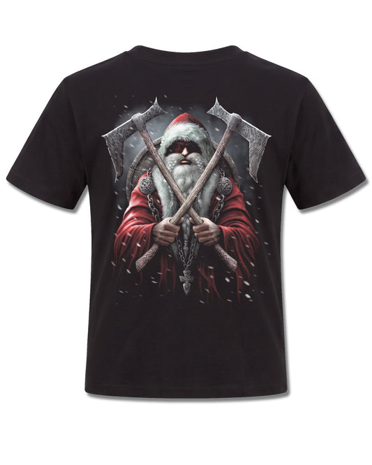 Spiral Sleigher design, back view on Black K101, Rock Off Retail official merch
