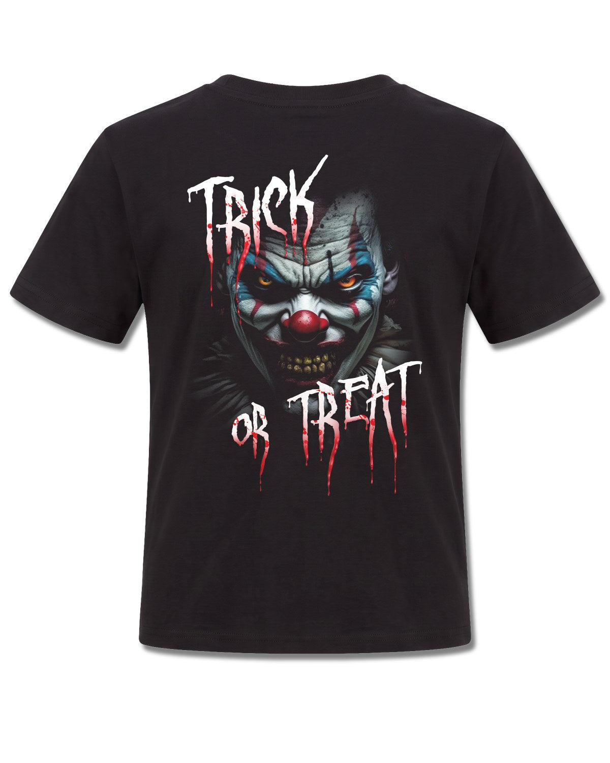 Spiral Trick Or Treat design, back view on Black K101, Rock Off Retail official merch