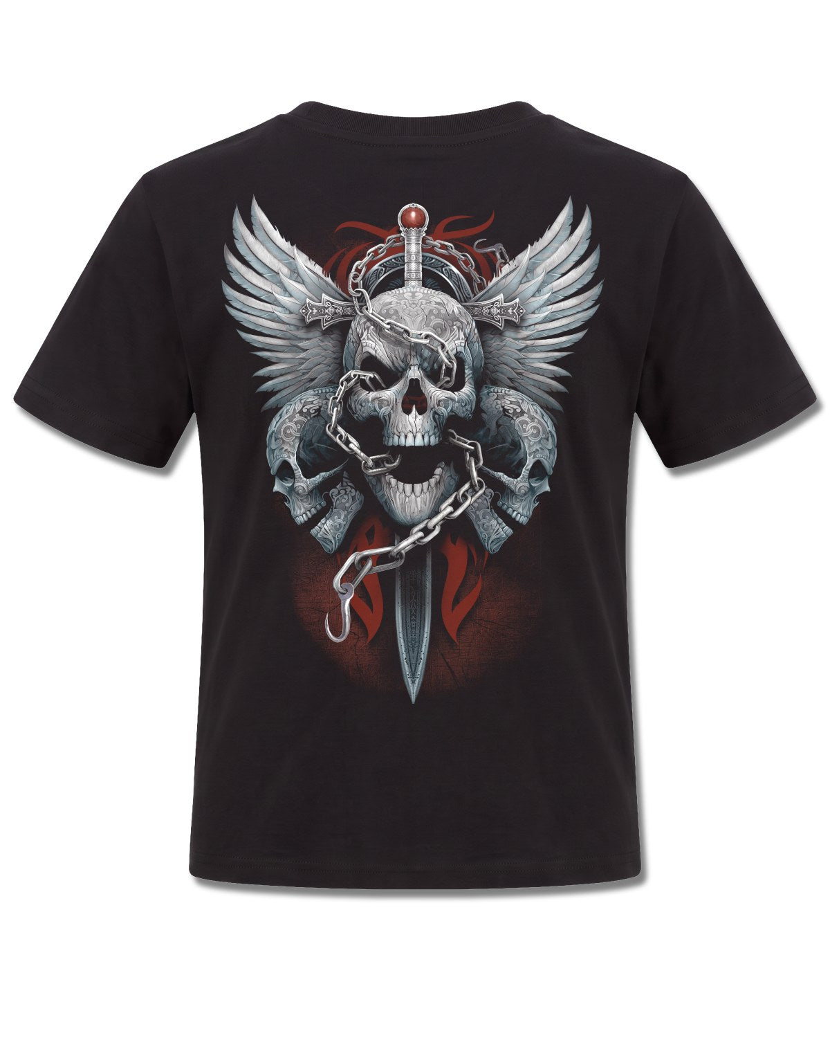 Spiral Enchained Soul design, back view on Black K101, Rock Off Retail official merch