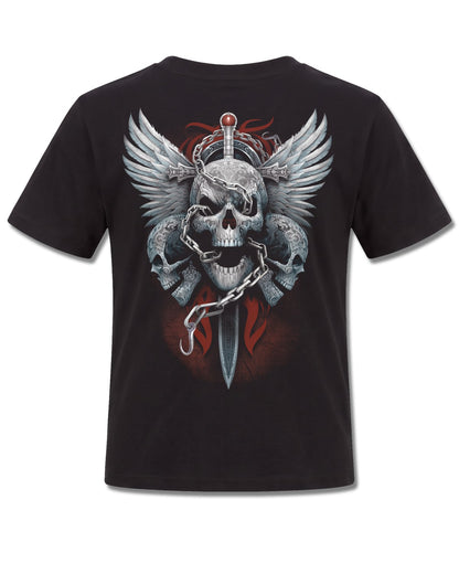 Spiral Enchained Soul design, back view on Black K101, Rock Off Retail official merch