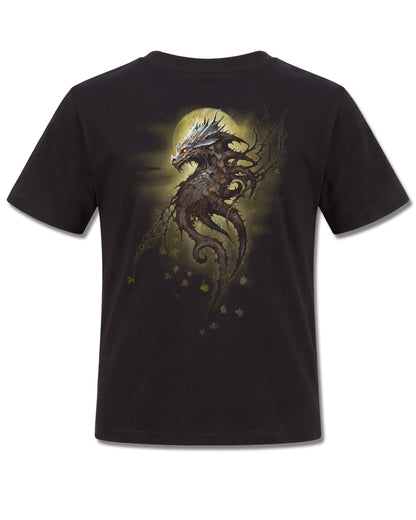 Spiral Oak Dragon design, back view on Black K101, Rock Off Retail official merch