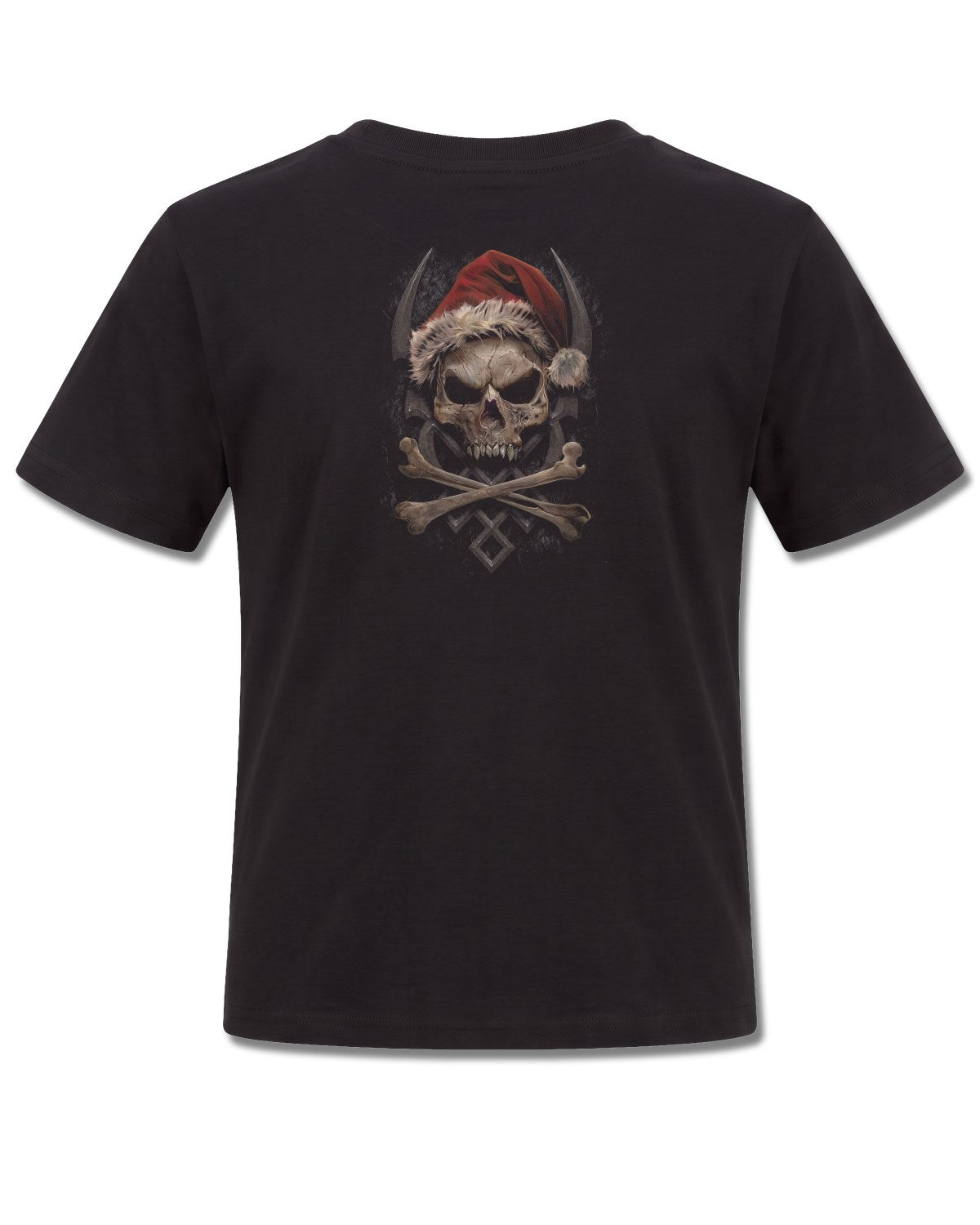 Spiral Rock Santa design, back view on Black K101, Rock Off Retail official merch