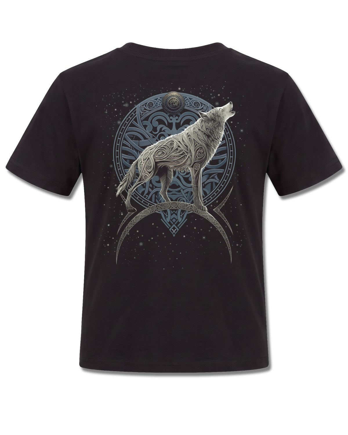 Spiral Celtic Wolf design, back view on Black K101, Rock Off Retail official merch