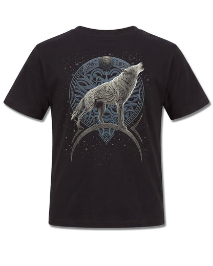 Spiral Celtic Wolf design, back view on Black K101, Rock Off Retail official merch
