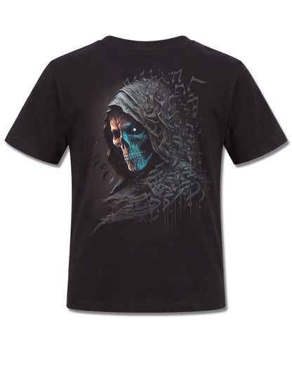 Spiral Midnight Blues design, back view on Black K101, Rock Off Retail official merch