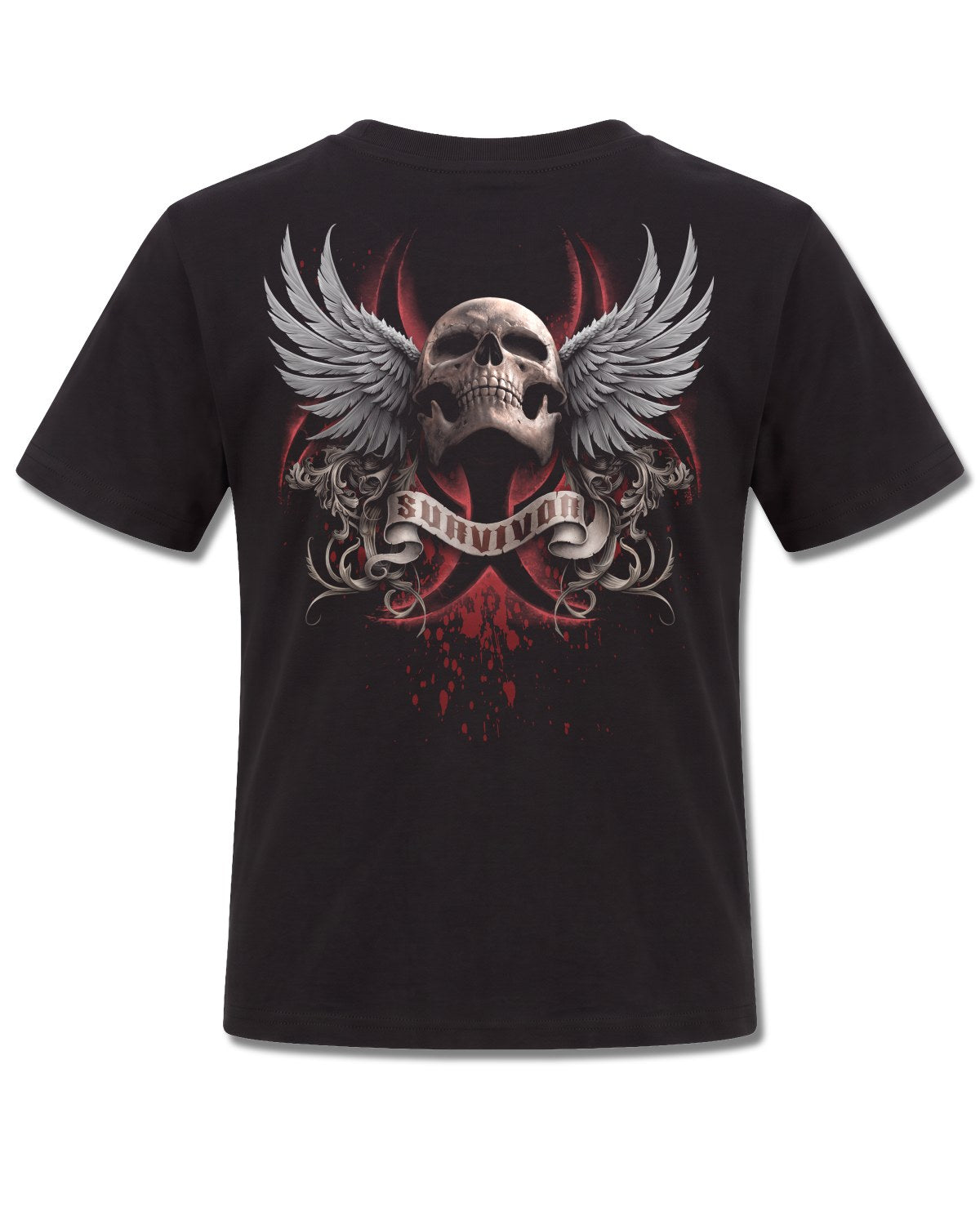 Spiral Lockdown 2020 design, back view on Black K101, Rock Off Retail official merch