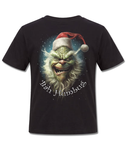 Spiral Bah Humbug design, back view on Black K101, Rock Off Retail official merch