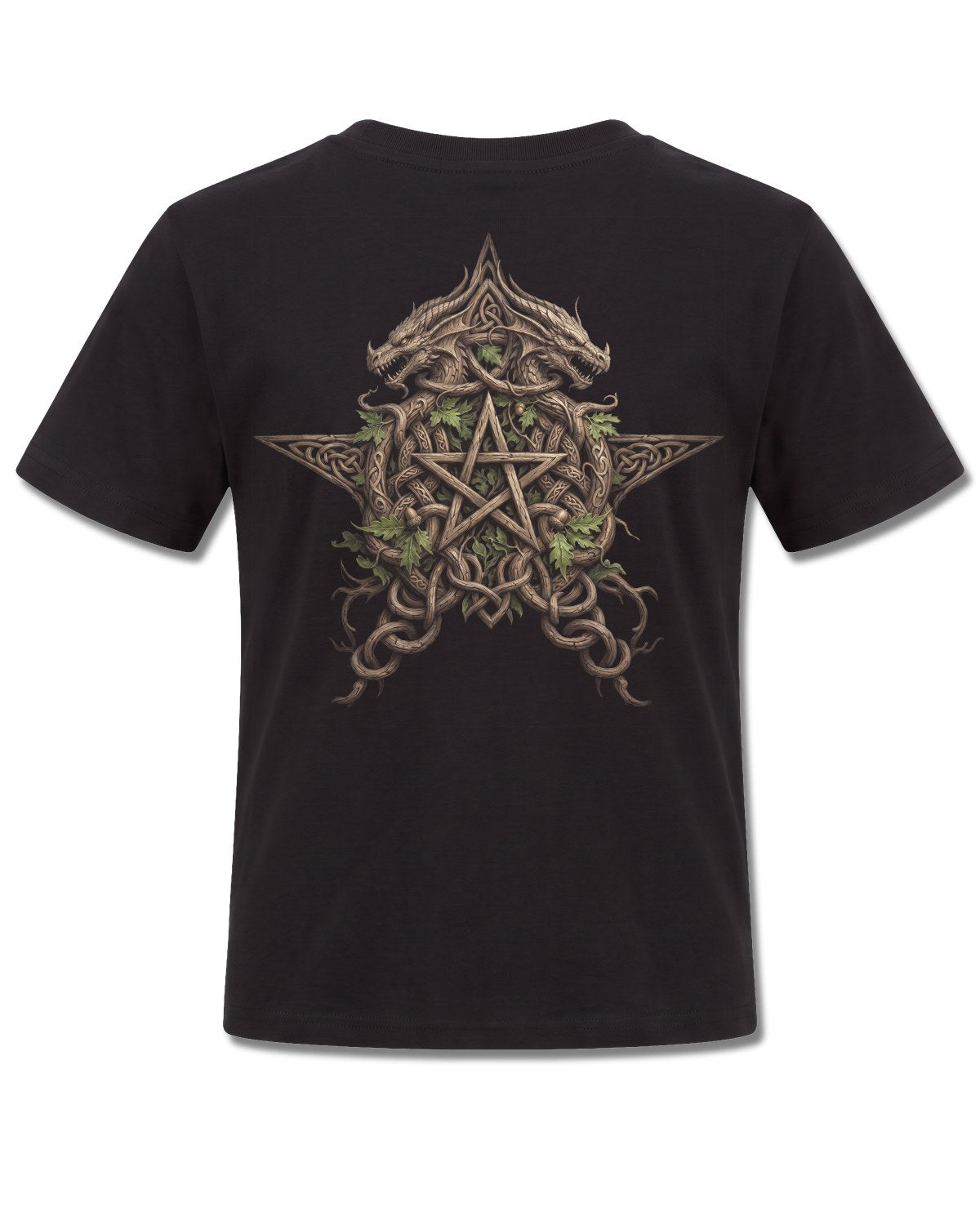 Spiral Woodland King design, back view on Black K101, Rock Off Retail official merch