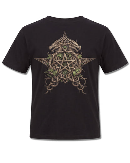 Spiral Woodland King design, back view on Black K101, Rock Off Retail official merch