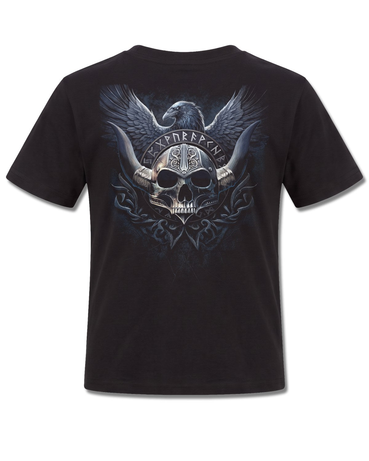 Spiral Odin's Warrior design, back view on Black K101, Rock Off Retail official merch