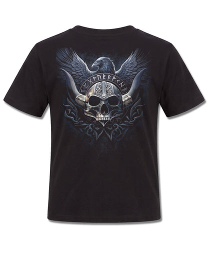 Spiral Odin's Warrior design, back view on Black K101, Rock Off Retail official merch