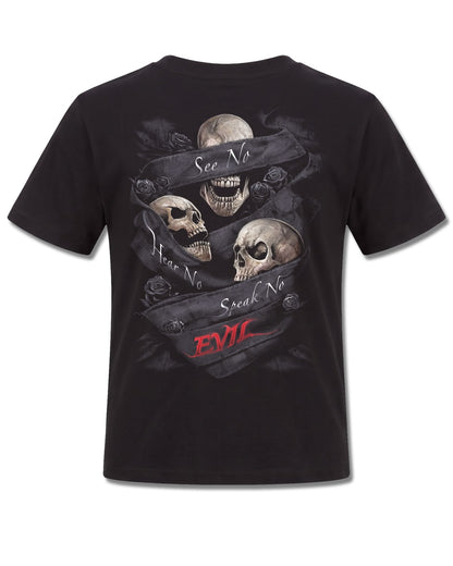 Spiral See No Evil design, back view on Black K101, Rock Off Retail official merch