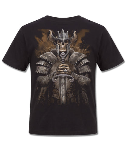 Spiral Viking Warrior design, back view on Black K101, Rock Off Retail official merch