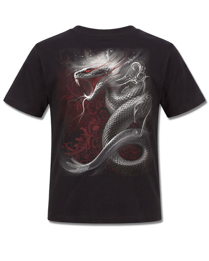 Spiral Gothic Serpent design, back view on Black K101, Rock Off Retail official merch