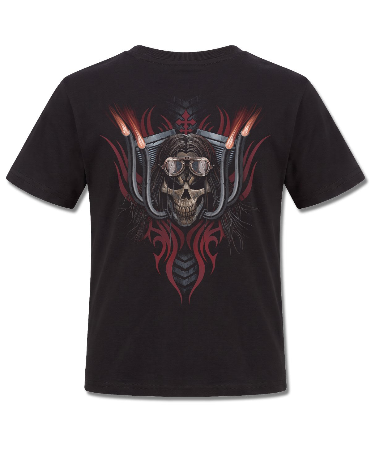 Spiral Ride Free design, back view on Black K101, Rock Off Retail official merch