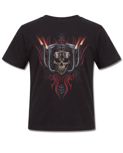 Spiral Ride Free design, back view on Black K101, Rock Off Retail official merch