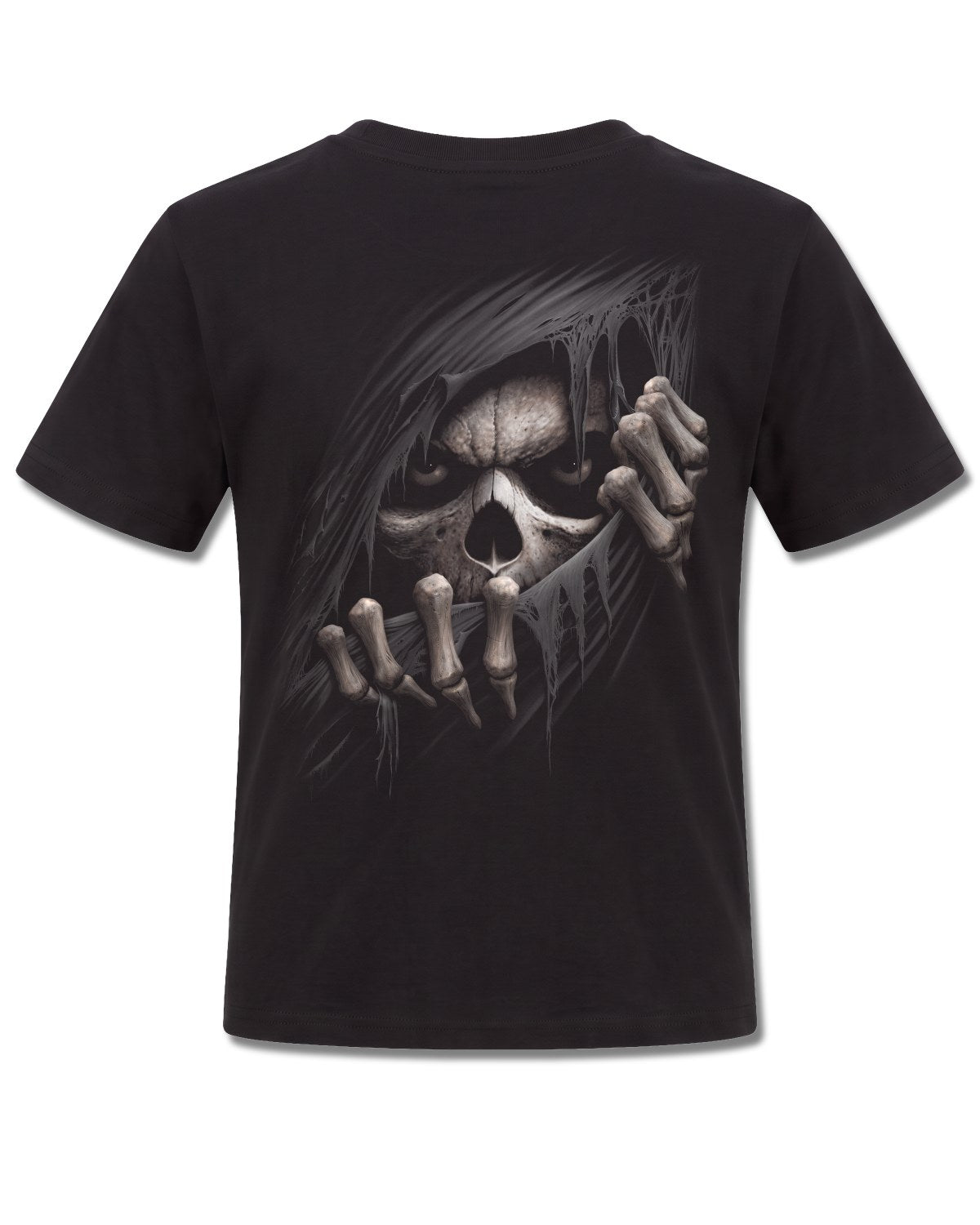 Spiral Grim Ripper design, back view on Black K101, Rock Off Retail official merch