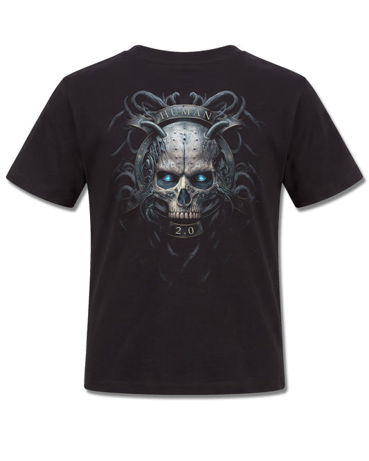 Spiral Human 2.0 design, back view on Black K101, Rock Off Retail official merch