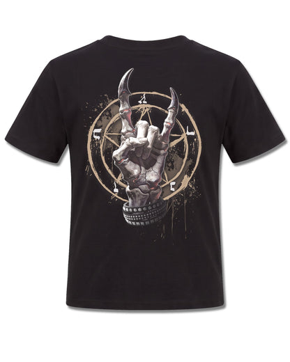 Spiral Pure Metal design, back view on Black K101, Rock Off Retail official merch