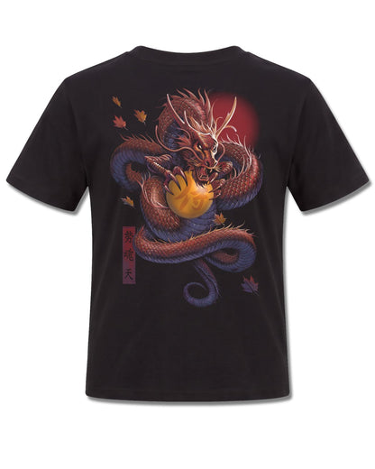 Spiral Samurai design, back view on Black K101, Rock Off Retail official merch