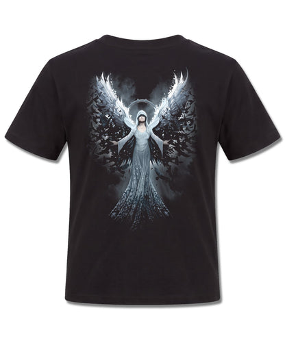 Spiral Ethereal Angel design, back view on Black K101, Rock Off Retail official merch