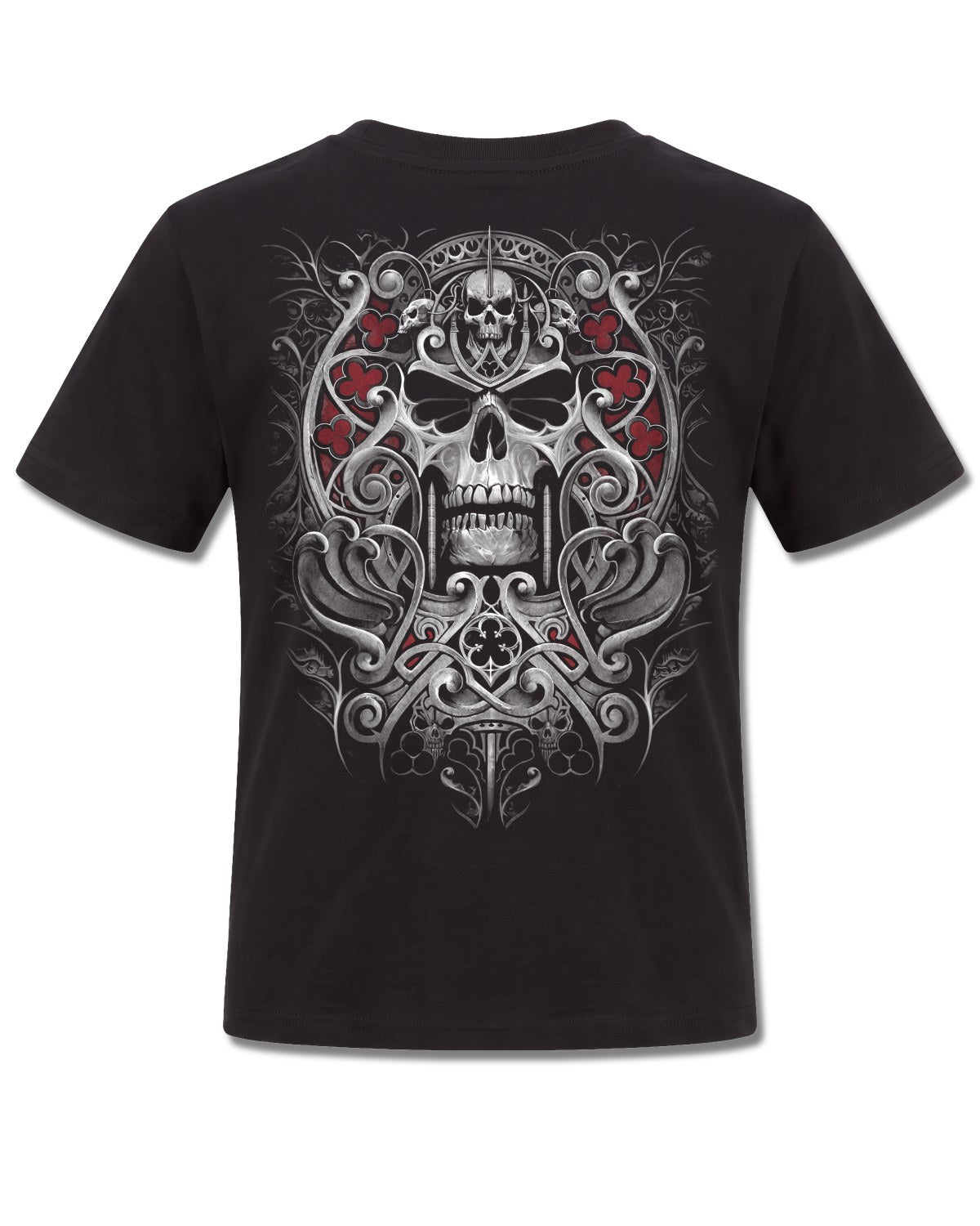 Spiral Reaper's Door design, back view on Black K101, Rock Off Retail official merch