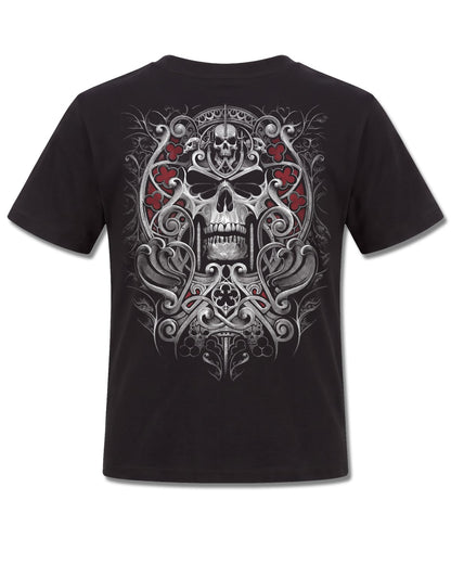 Spiral Reaper's Door design, back view on Black K101, Rock Off Retail official merch
