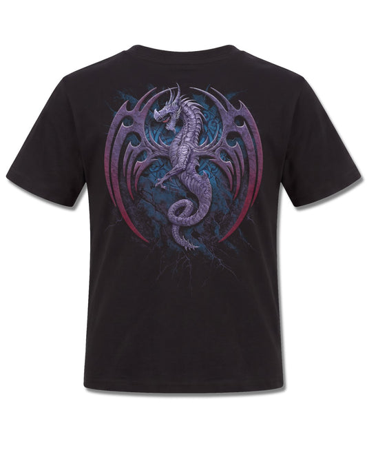 Spiral Dragon Borne design, back view on Black K101, Rock Off Retail official merch