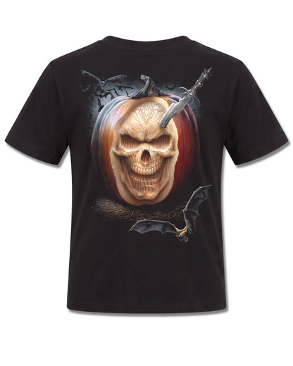 Spiral Carving Death design, back view on Black K101, Rock Off Retail official merch