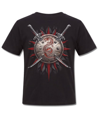 Spiral Oriental Dragon design, back view on Black K101, Rock Off Retail official merch